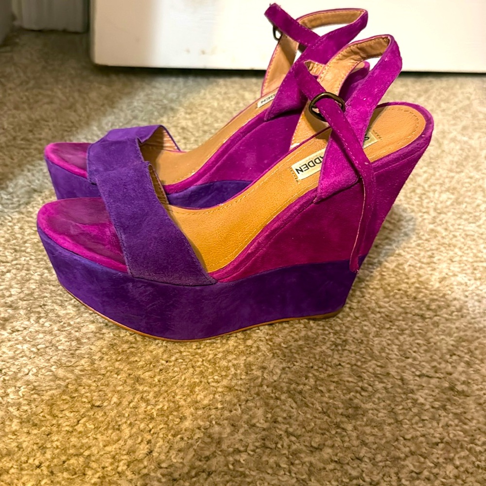 Steve Madden Pink and Purple Wedge Heels